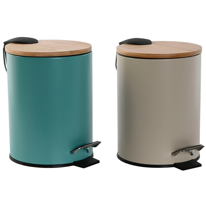 Pubelă Home ESPRIT Bej Turquoise Modern 3 L (2 Unități)
