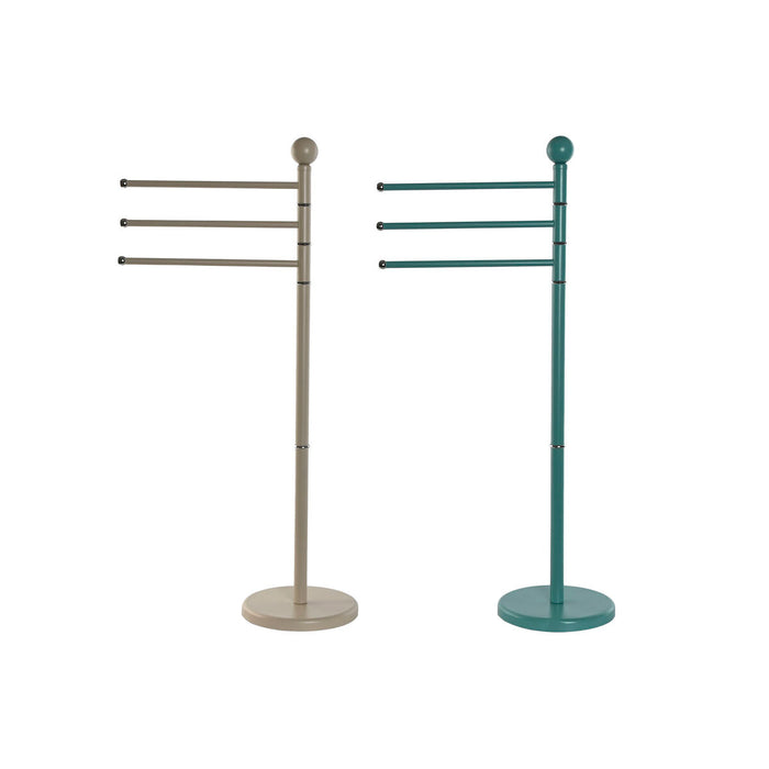 Suport pentru Prosoape cu Picior Home ESPRIT Bej Turquoise Metal 43 x 22 x 90 cm 2 Unități