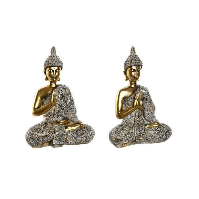 Figură Decorativă Home ESPRIT Bej Auriu* Buda Oriental 21 x 11,5 x 28 cm (2 Unități)