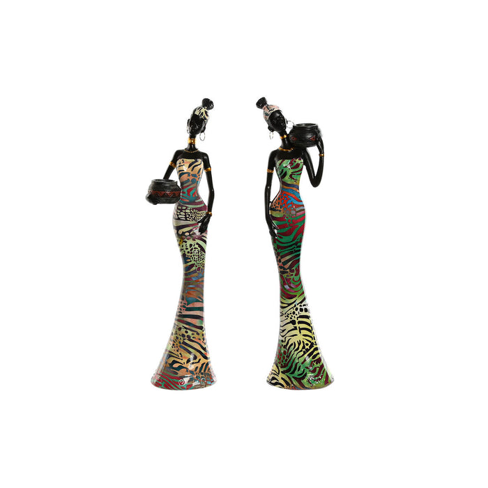 Figură Decorativă Home ESPRIT Multicolor Africană 10 x 7,5 x 38,5 cm (2 Unități)