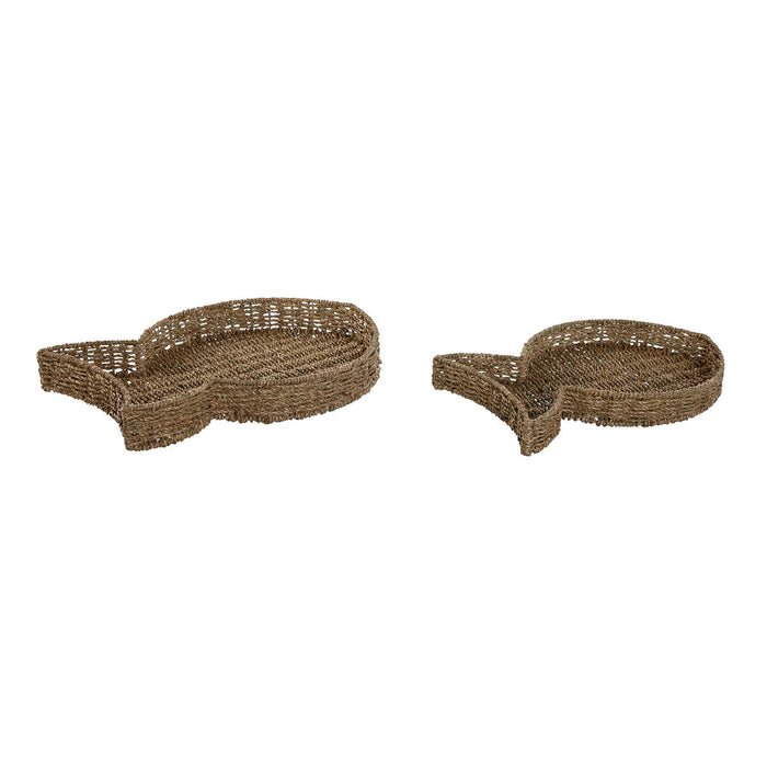 Set de Tăvi Home ESPRIT Natural Metal 49 x 33 x 6 cm (2 Unități)