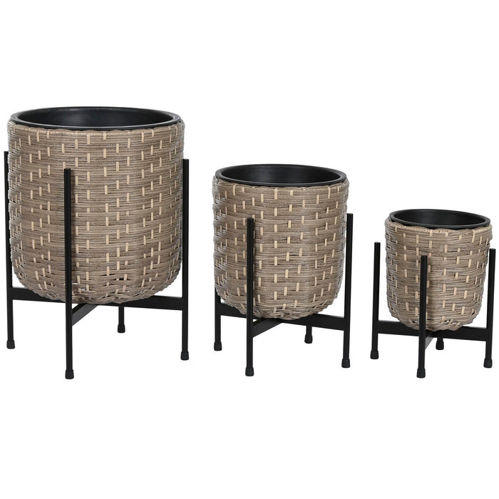 Set de jardiniere Home ESPRIT Metal polipropilenă Ratan 39 x 39 x 49 cm