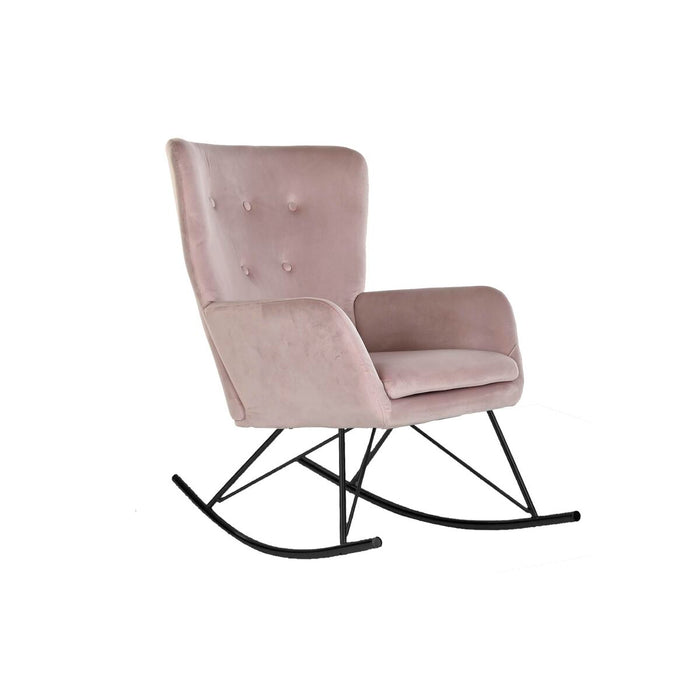 Scaun Balansoar Home ESPRIT Negru Roz Poliester Metal 68 x 90 x 92 cm