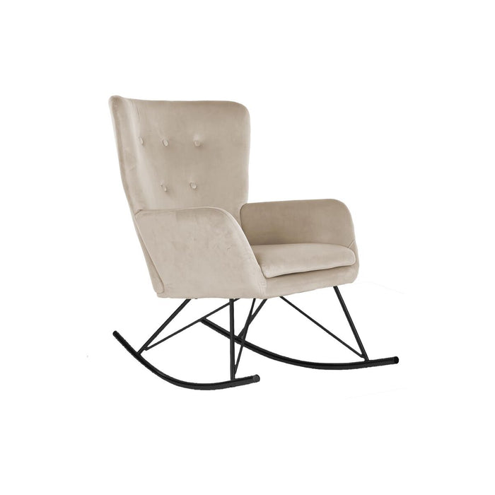 Scaun Balansoar Home ESPRIT Negru Bej Poliester Metal 68 x 90 x 92 cm