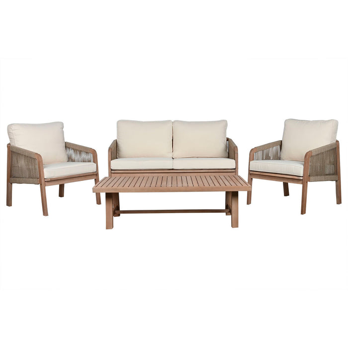 Set masă cu Trei scaune Home ESPRIT Maro Въже Salcâm 138 x 79 x 83 cm