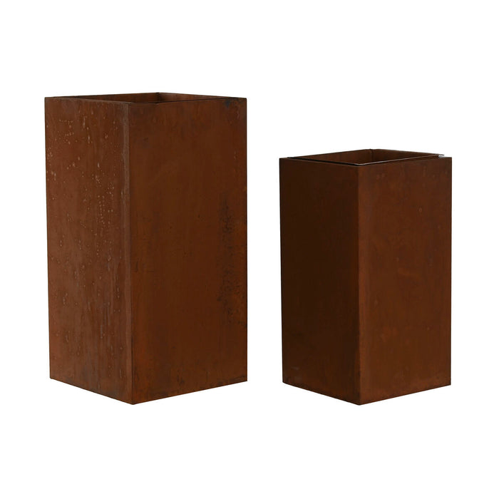 Set de jardiniere Home ESPRIT Metal 25 x 25 x 50 cm (2 Unități)