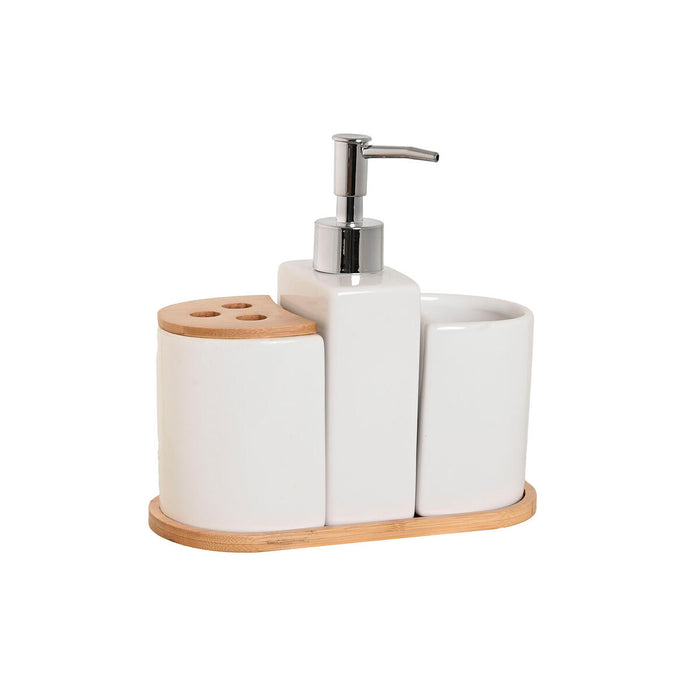 Set de Baie Home ESPRIT Alb Natural Bambus Dolomite 19,5 x 10 x 19 cm