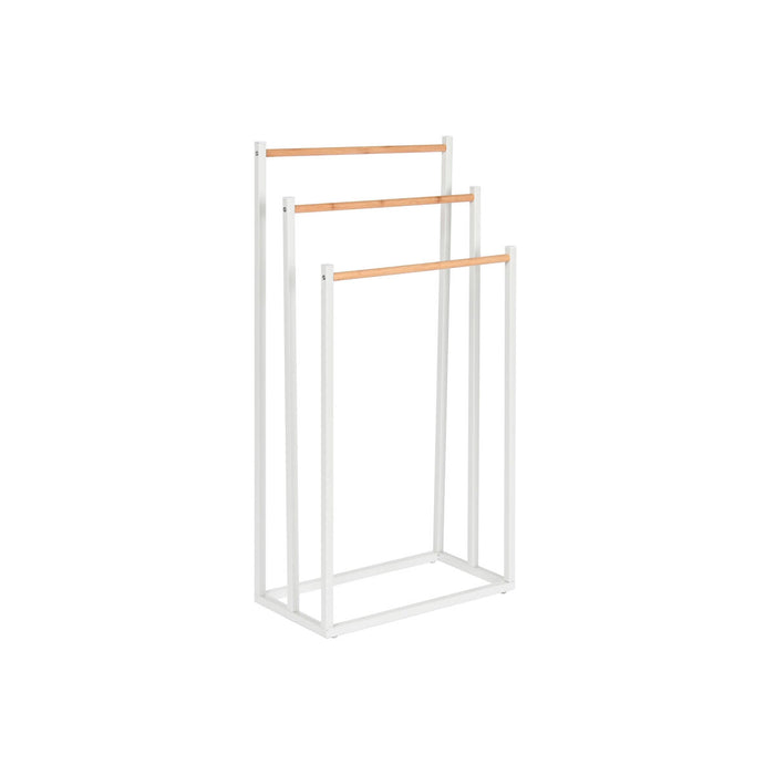 Suport pentru Prosoape cu Picior Home ESPRIT Alb Natural Metal Bambus 45 x 22 x 85 cm
