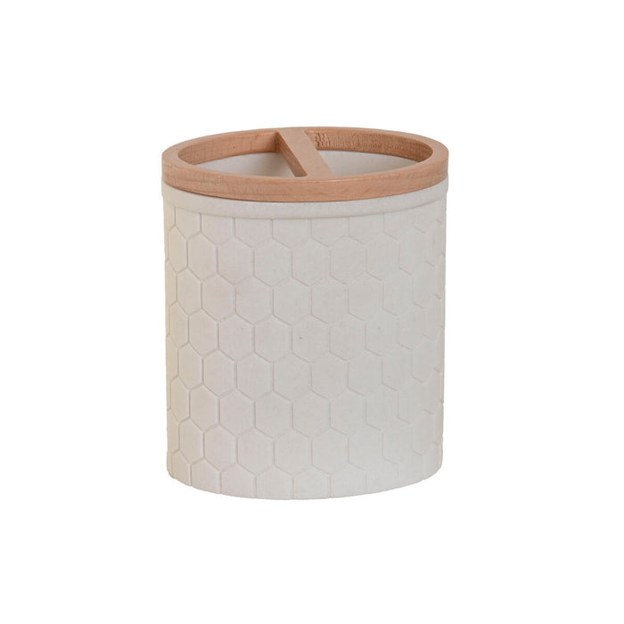 Pahar Home ESPRIT Alb Natural Rășină Bambus 9,5 x 7 x 11 cm