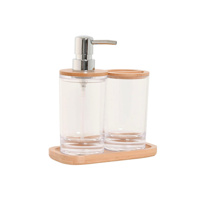 Set de Baie Home ESPRIT Transparent Natural Bambus Aluminiu polistiren 16 x 9 x 18 cm