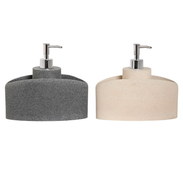 Dozator de Săpun Home ESPRIT Bej Gri Rășină 21 x 9 x 18 cm (2 Unități)