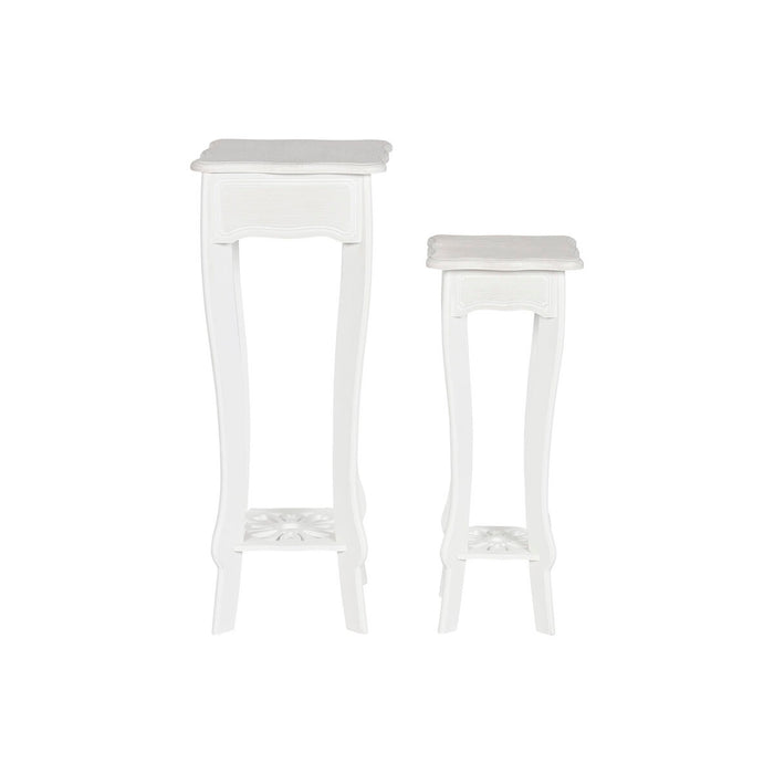 Set de 2 mese Home ESPRIT Alb Lemn MDF 30 x 30 x 76,5 cm