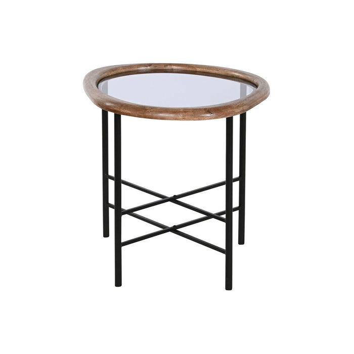 Masa de Cafea Home ESPRIT Maro Negru Natural Geam Lemn de brad 61 x 50 x 53 cm