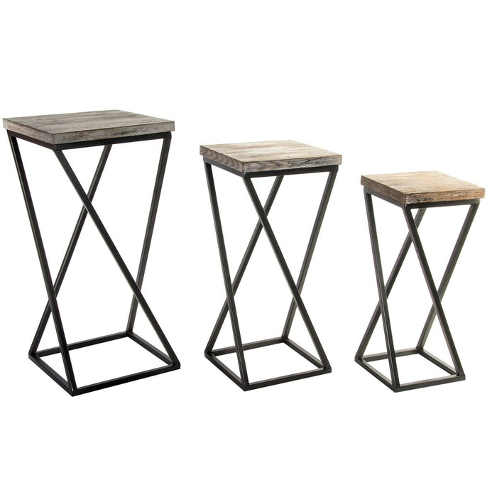 Set de 3 mese Home ESPRIT Lemn Metal 33 x 33 x 68 cm