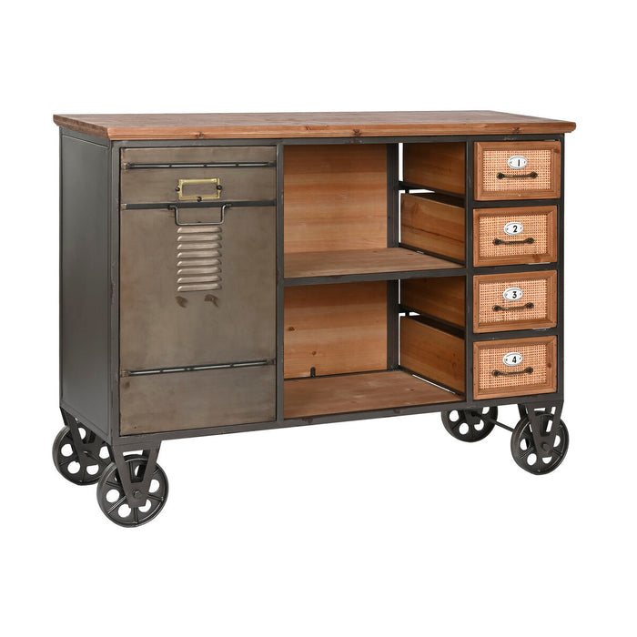 Dulap cu Sertare Home ESPRIT Gri Natural Metal Brad Vintage 104 x 34 x 76,5 cm