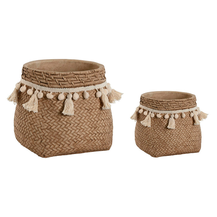 Set de jardiniere Home ESPRIT Maro Deschis Цимент Tropical 30 x 29 x 25 cm