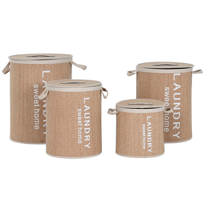 Coș pentru rufe murdare Home ESPRIT Alb Natural Bambus 40 x 40 x 53 cm 4 Piese