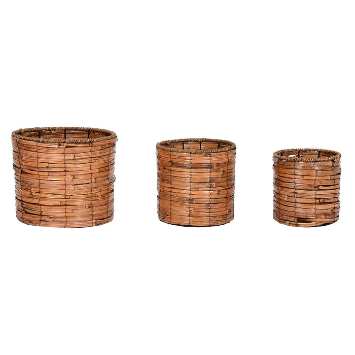 Set de jardiniere Home ESPRIT Maro Metal Ratan Tropical 31 x 31 x 27 cm