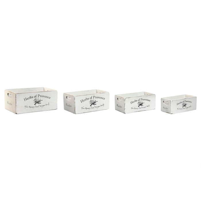 Cutii de depozitare Home ESPRIT Herbs of Provence Alb Lemn de brad 34 x 22 x 15 cm 4 Piese