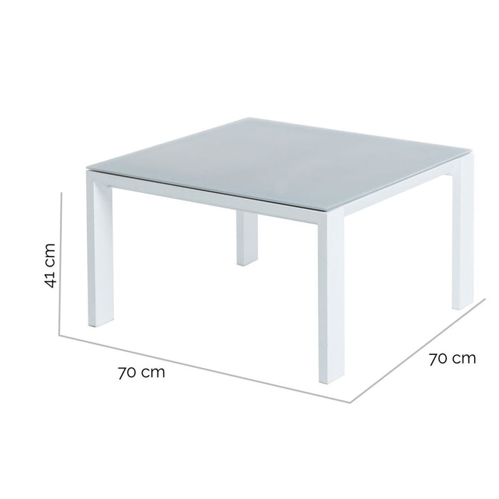Masa de Cafea Thais Masă Alb Aluminiu Sticlă Temperată 70 x 70 x 41 cm