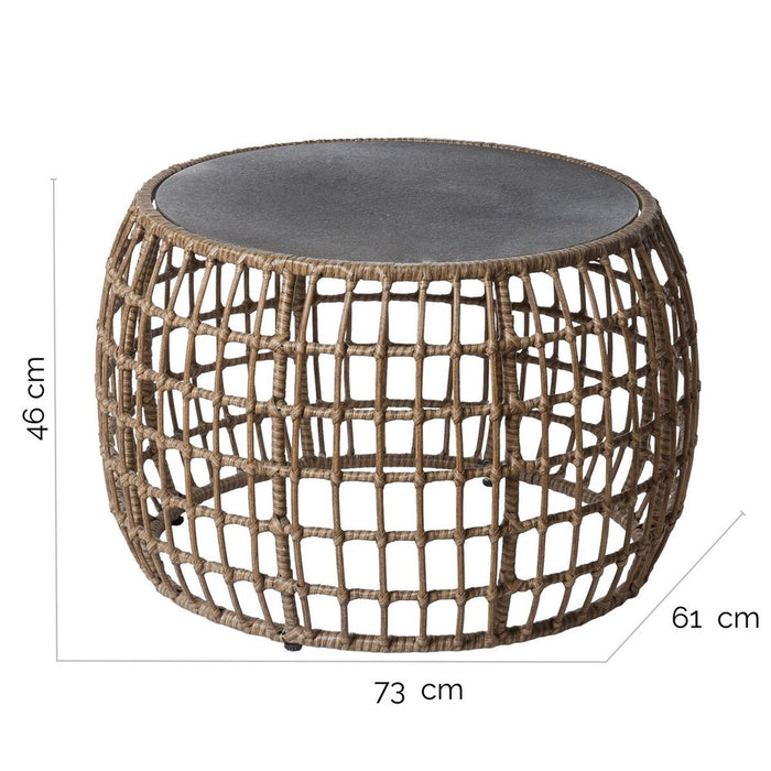 Masa de Cafea Ariki Masă Oțel Ratan Sticlă Temperată ratan sintetic 73 x 61 x 46 cm