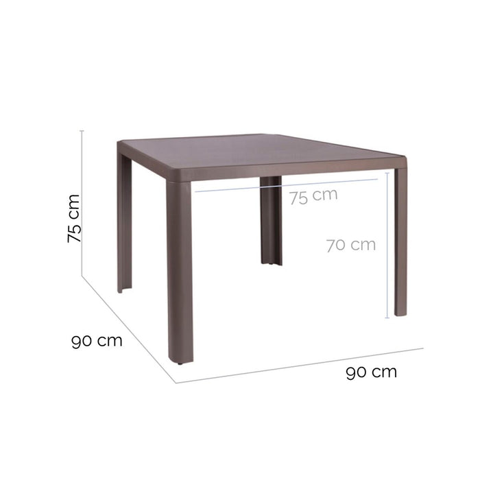 Masă de Sufragerie Stella 90 x 90 x 75 cm Gri Aluminiu