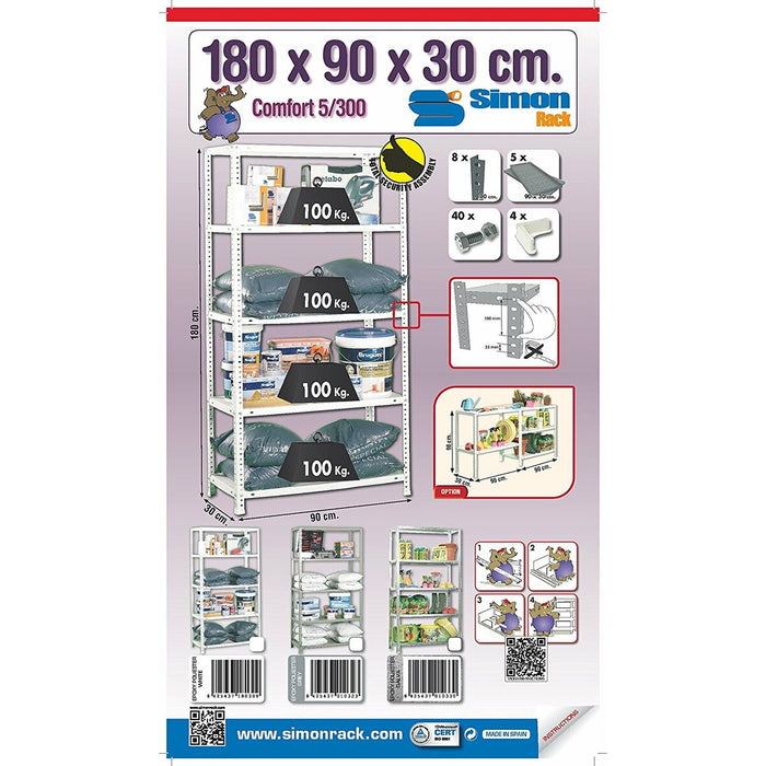 Raft Simon Rack Comfort 5/300 Metal 5 Rafturi 500 kg (180 x 90 x 30 cm)