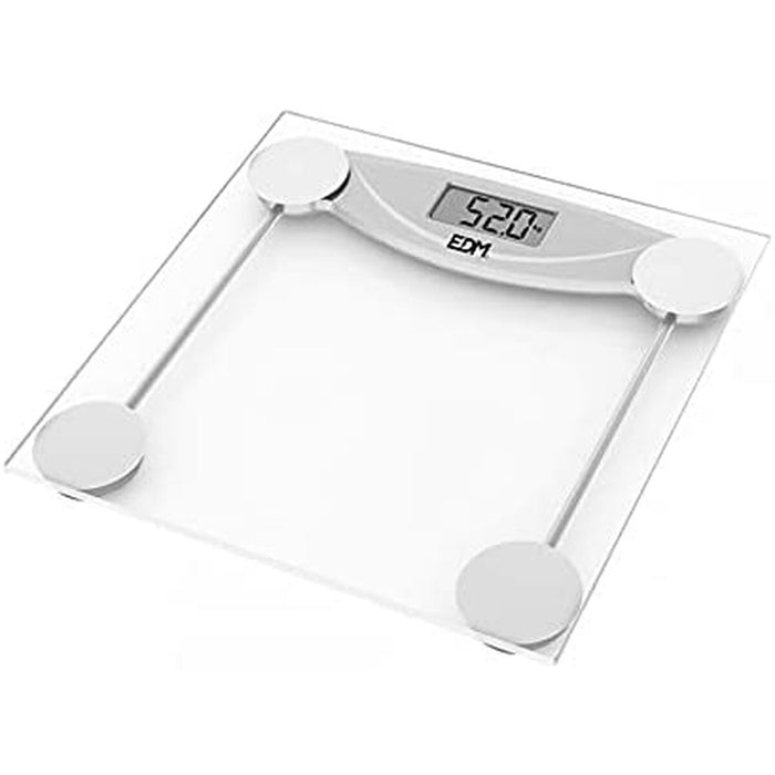 Cântar Digital de Baie EDM Geam Negru 180 kg (26 x 26 x 2 cm)