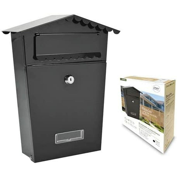 Cutie de scrisori EDM House 21 x 6 x 30 cm Negru Oțel