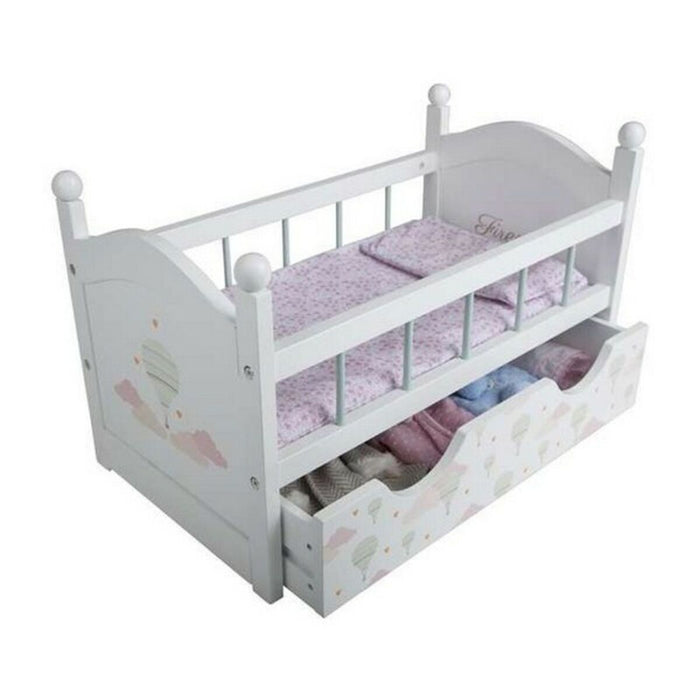 Pat din lemn cu sertar pentru papusi Arias Firenze, 52.5x29.50x32 cm