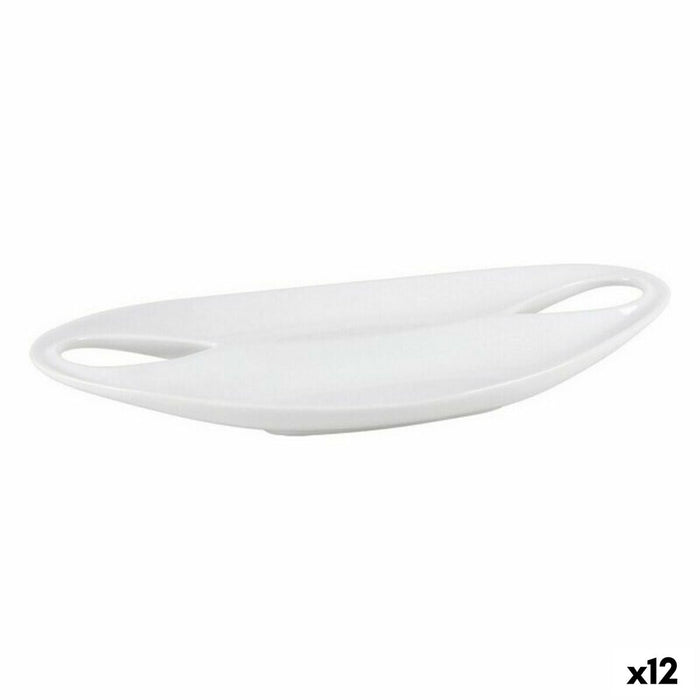 Tavă Inde Etrusca Double Porțelan Alb 36,5 x 18 x 4,5 cm (12 Unități)