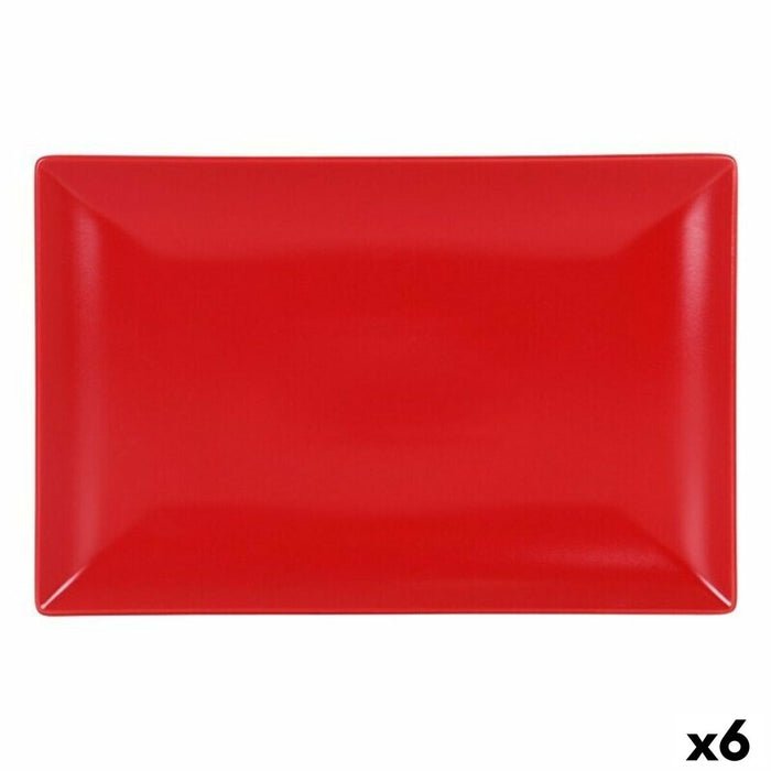Platou pentru Servire La Mediterránea Ming II Roșu Dreptunghiular 34 x 22 x 2,5 cm (6 Unități) (34 x 22 x 2,5 cm)