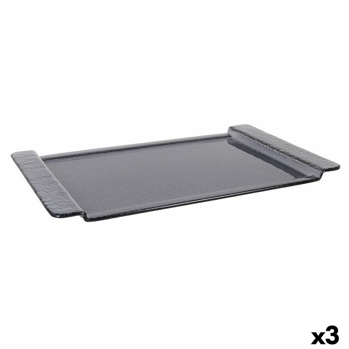 Tavă Inde Negru Sticlă 53 x 32,5 cm (3 Unități)