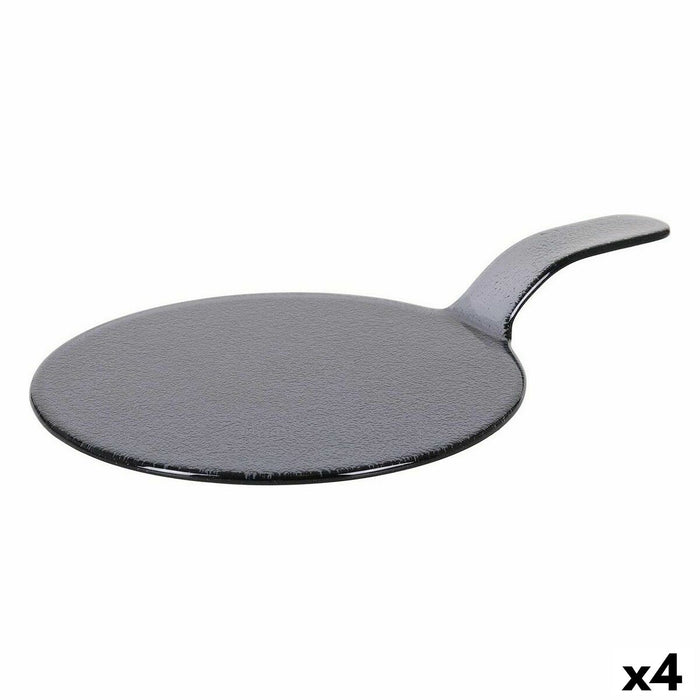 Tavă pentru gustari Viejo Valle Negru Cu mâner Sticlă Ø 28 x 44 cm (4 Unități)