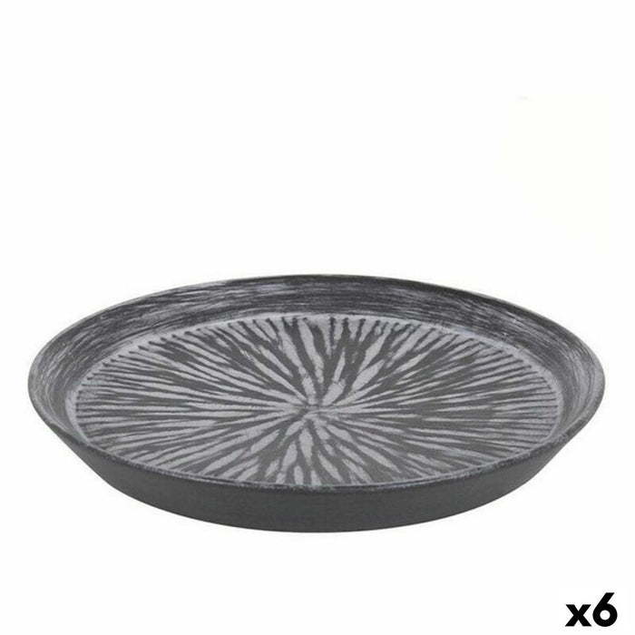 Farfurie pentru desert Inde Stoneware Lotus Negru Porțelan (6 Unități)