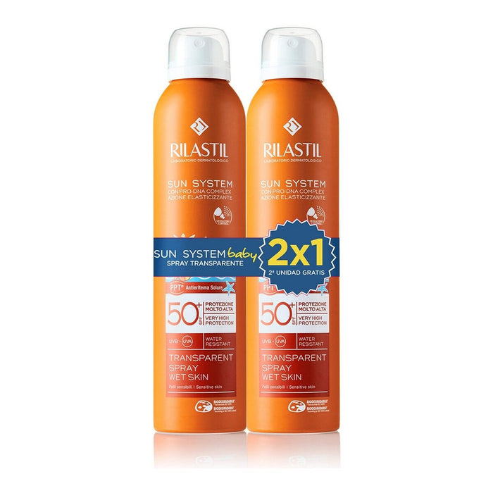 Protector Solar pentru Copii Spray Rilastil Sun System Baby Spray Transparente SPF 50+ 200 ml x 2