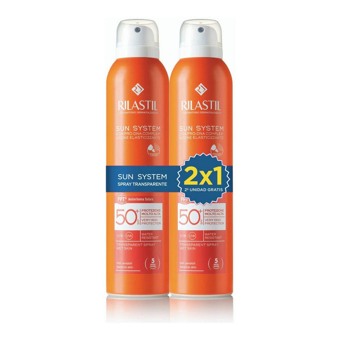 Protector Solar Corporal Spray Rilastil Sun System Spray Transparente 200 ml x 2 SPF 50+ 2 Piese