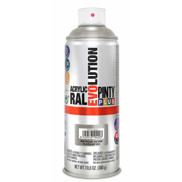 Spray cu vopsea Pintyplus Evolution MT191 Metalizat 400 ml Argintiu