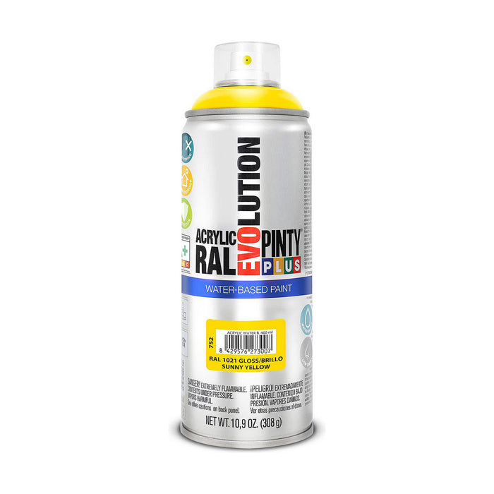 Spray cu vopsea Pintyplus Evolution RAL 1021 Baza de apă Sunny Yellow 400 ml