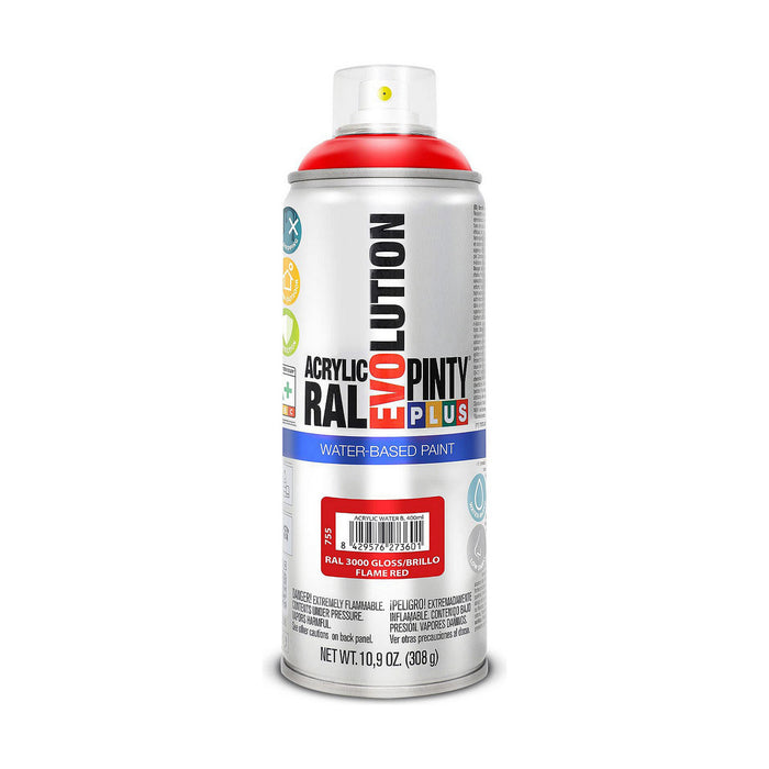 Spray cu vopsea Pintyplus Evolution RAL 3000 Baza de apă Flame Red 400 ml