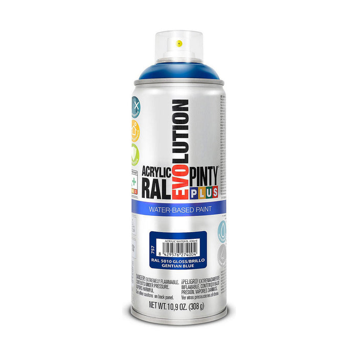 Spray cu vopsea Pintyplus Evolution RAL 5010 Baza de apă Gentian Blue 400 ml