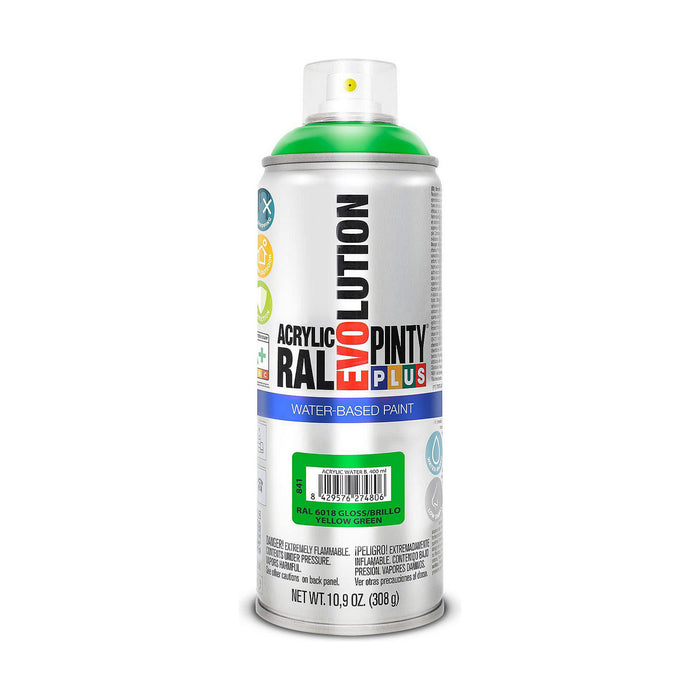 Spray cu vopsea Pintyplus Evolution RAL 6018 Baza de apă Yellow Green 400 ml