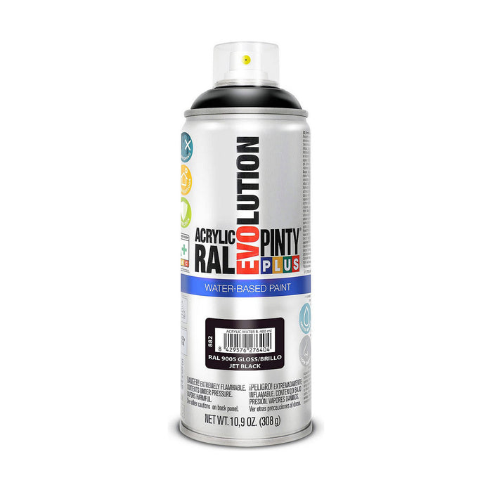 Spray cu vopsea Pintyplus Evolution RAL 9005 Baza de apă Jet Black 400 ml