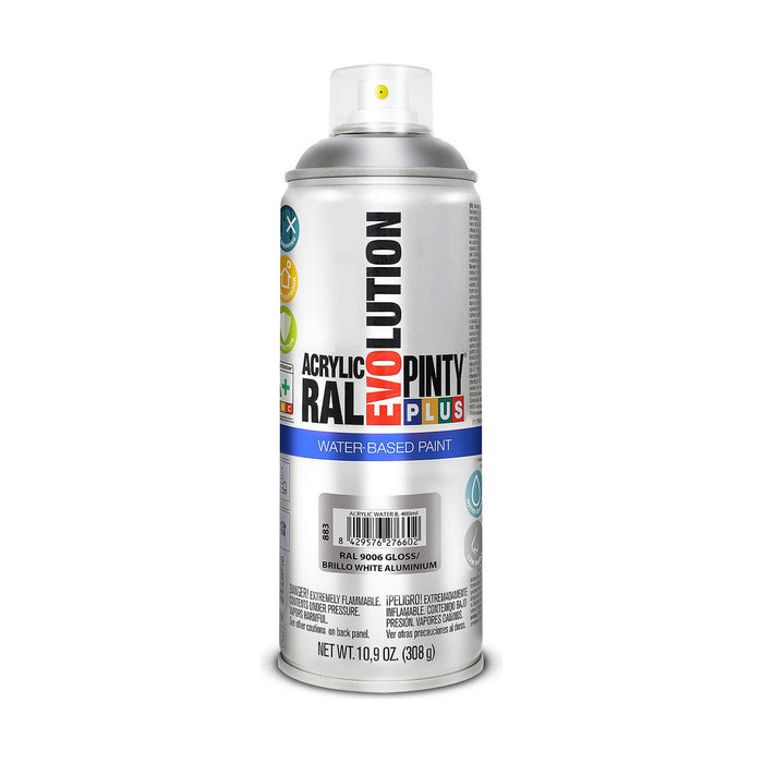 Spray cu vopsea Pintyplus Evolution RAL 9006 Baza de apă White Aluminium 400 ml