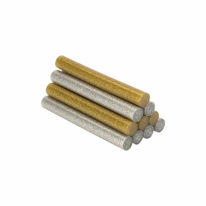 Batoane de adeziv topit la cald Salki 430206 Argintiu Auriu* Purpurină Decor Ø 12 x 95 mm 125 g (12 Unități)