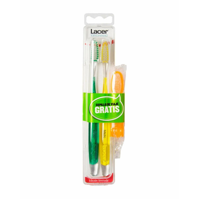 Periuță de Dinți Lacer Technic Medio (3 Piese) (2 Unități)