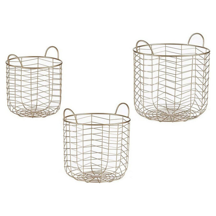 Set de Coșuri Rotund Auriu* Metal (3 pcs)