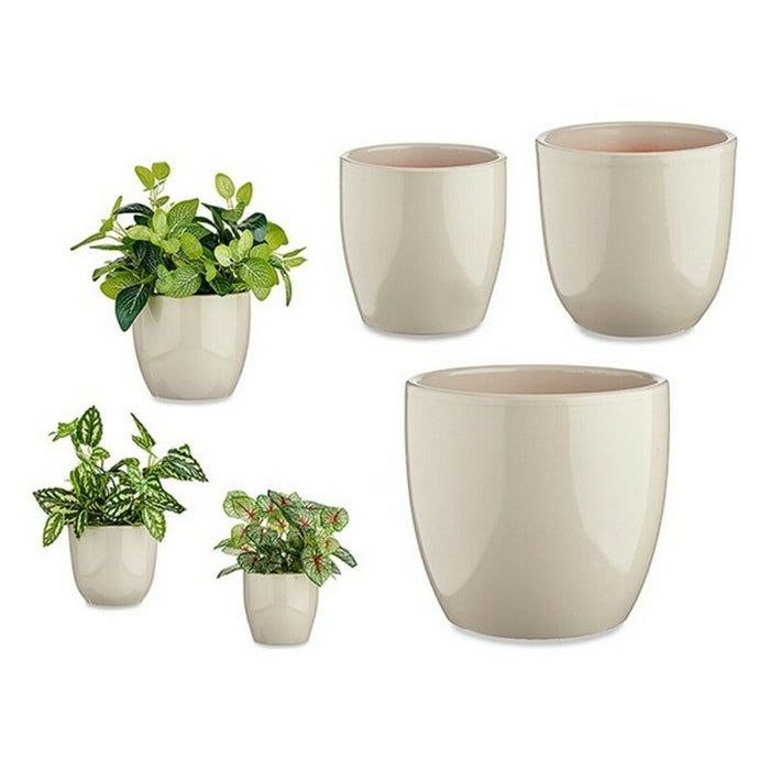 Set de ghivece Gri Argilă (3 Piese) (22,5 x 18,5 x 22,5 cm)