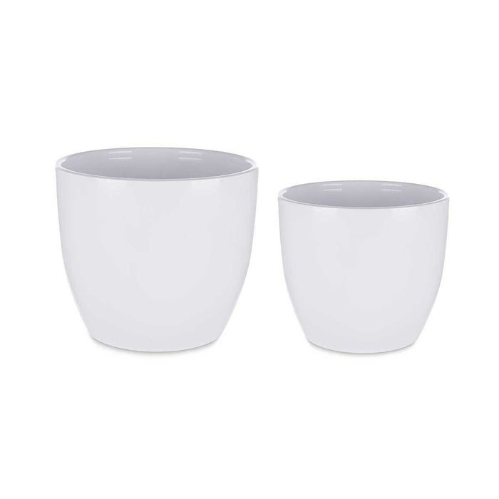 Set de ghivece Ø 22 cm Ø 28 cm 2 Piese Alb Argilă