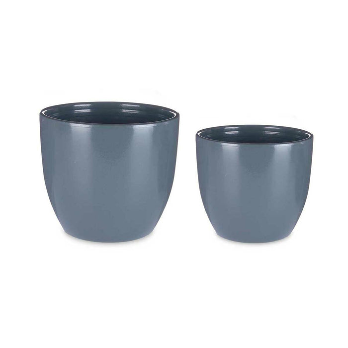Set de ghivece 2 Piese Ø 22 cm Ø 28 cm Antracit Argilă